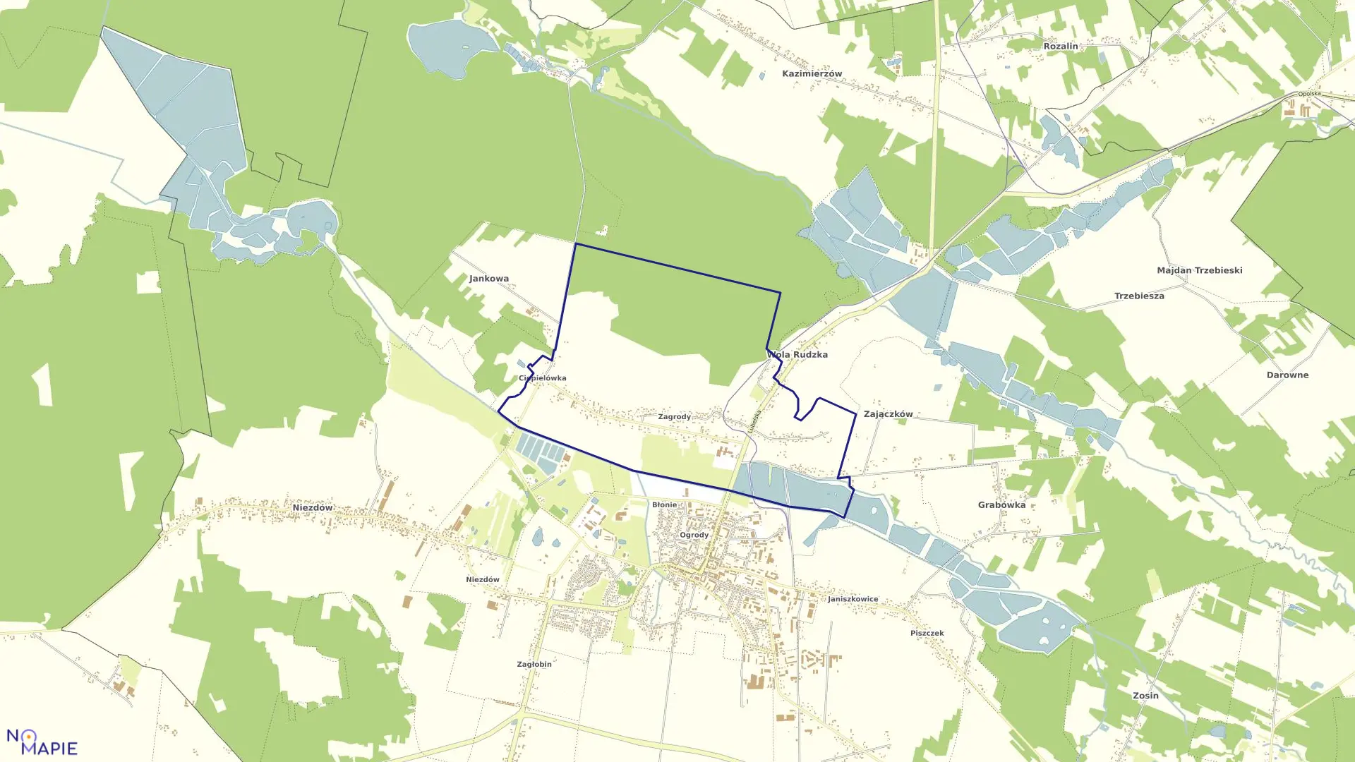 Mapa obrębu 01-OPOLE LUBELSKIE OBR.1 w gminie Opole Lubelskie