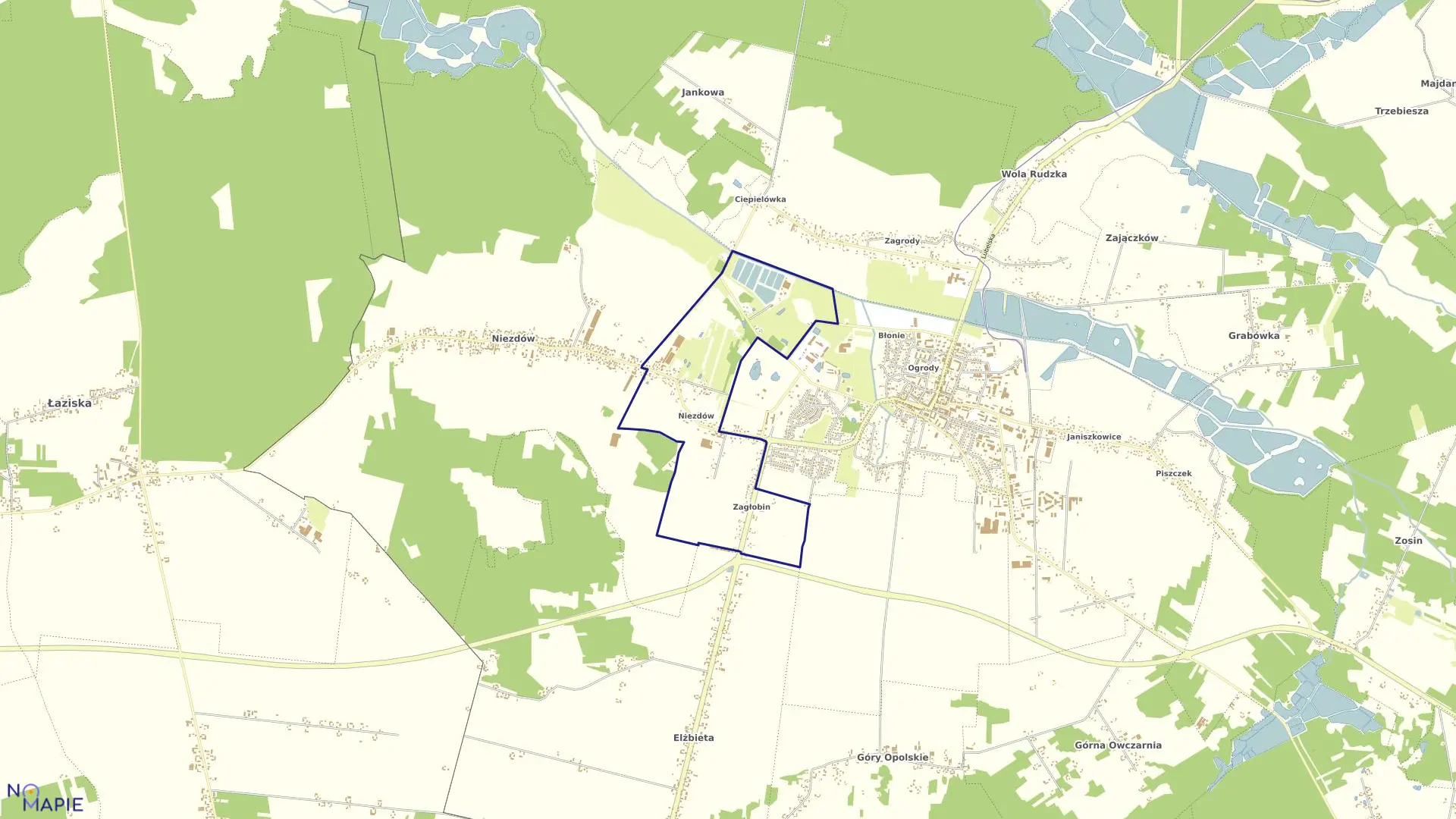 Mapa obrębu 02-OPOLE LUBELSKIE OBR.2 w gminie Opole Lubelskie