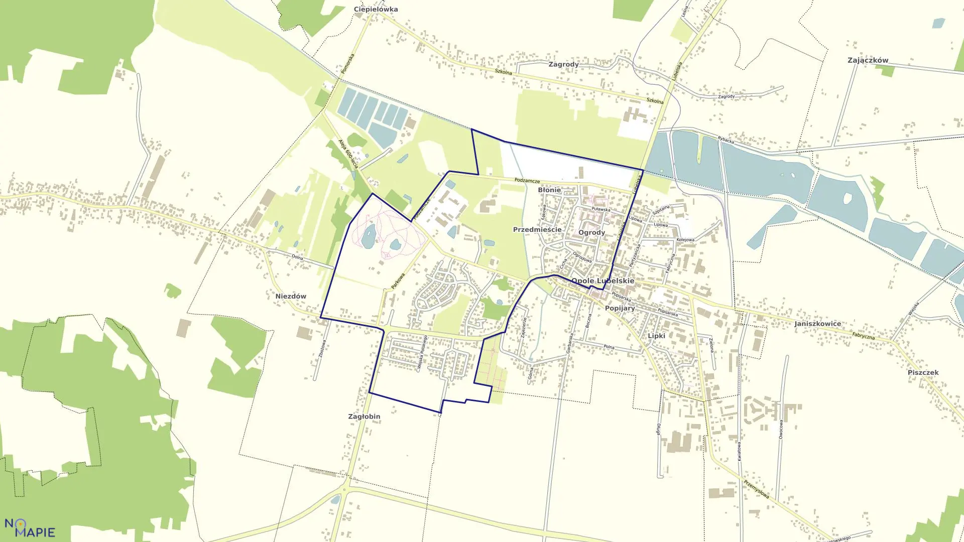 Mapa obrębu 03-OPOLE LUBELSKIE OBR.3 w gminie Opole Lubelskie