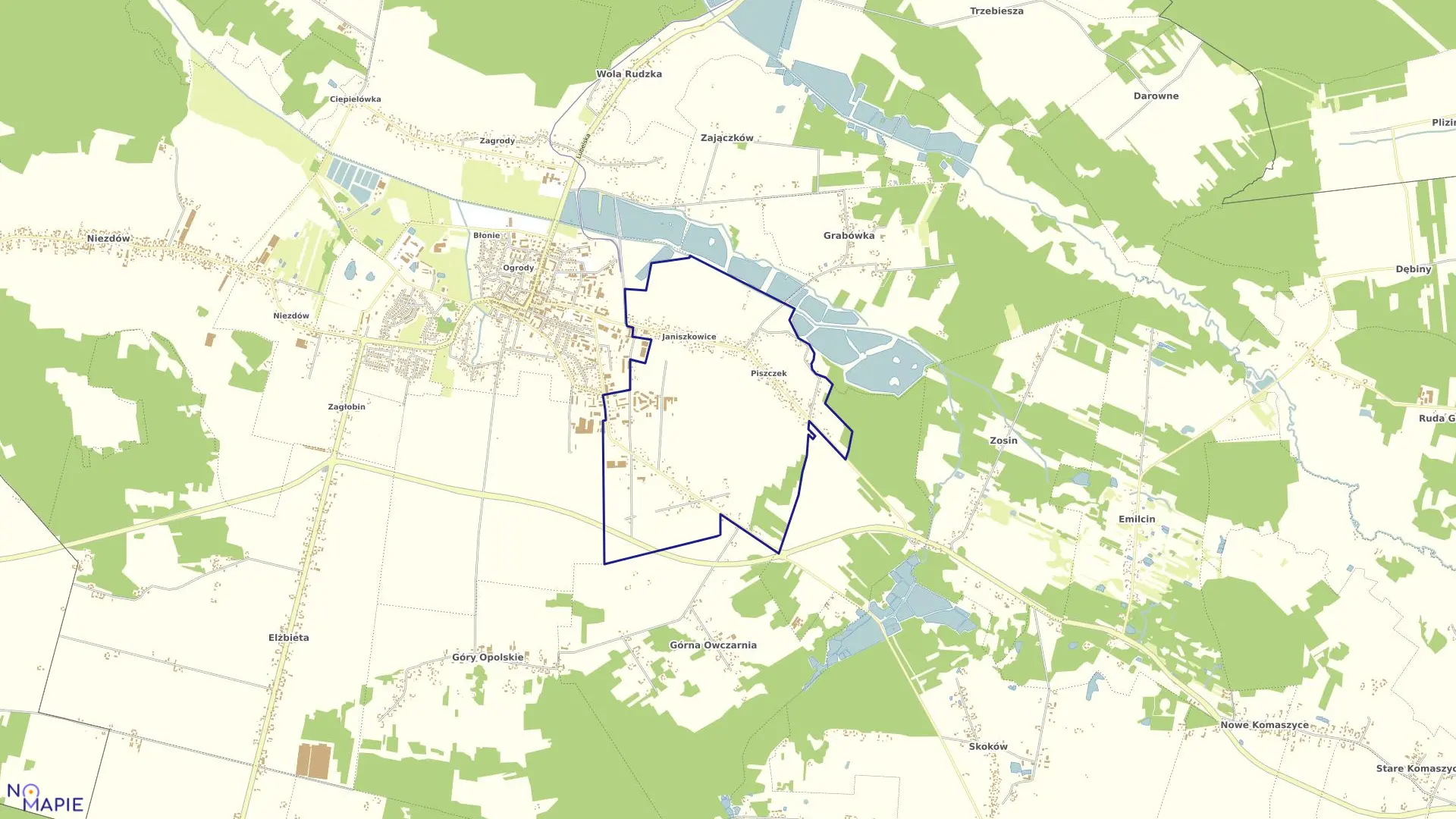 Mapa obrębu 05-OPOLE LUBELSKIE OBR.5 w gminie Opole Lubelskie