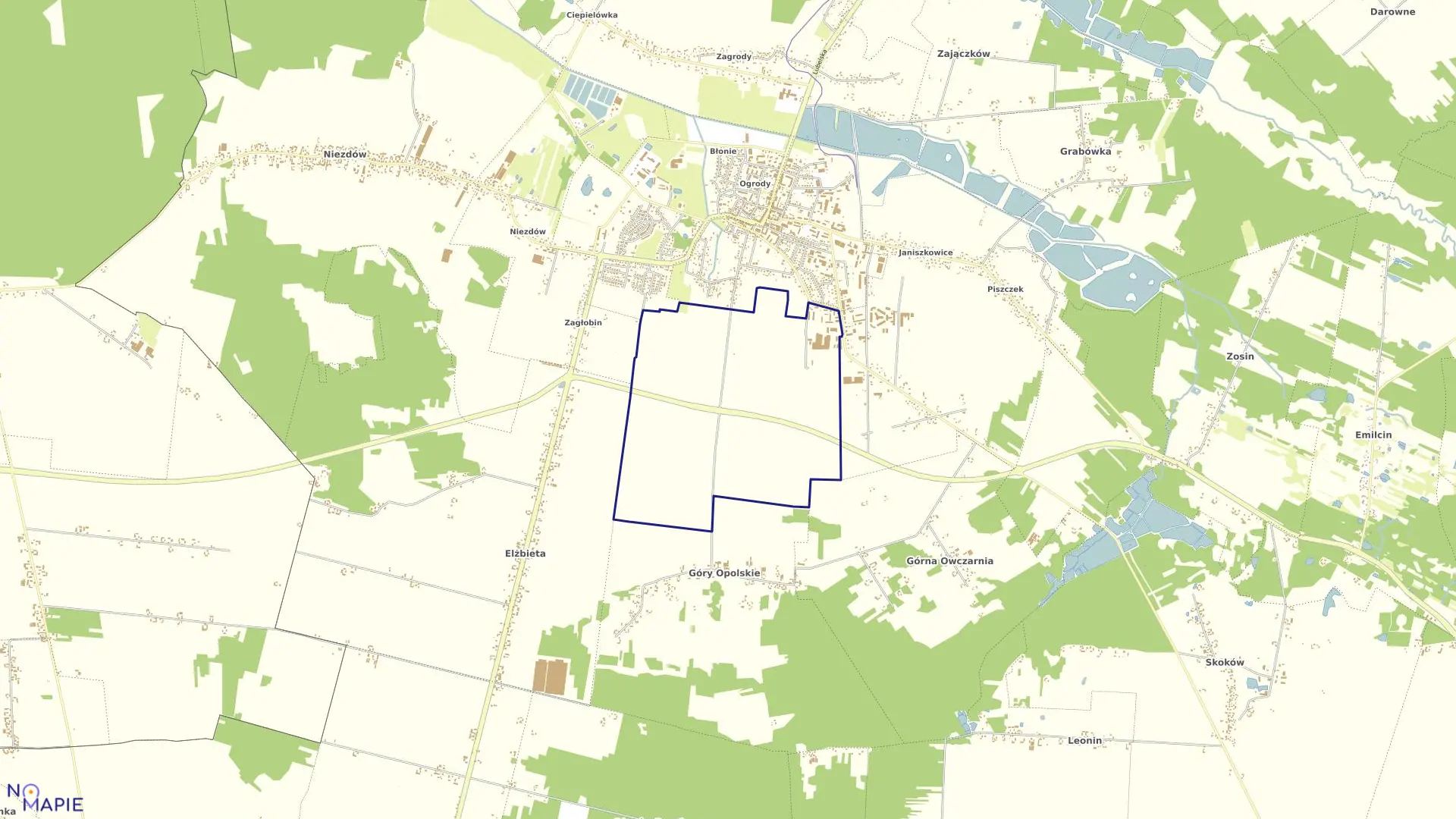 Mapa obrębu 06-OPOLE LUBELSKIE OBR.6 w gminie Opole Lubelskie