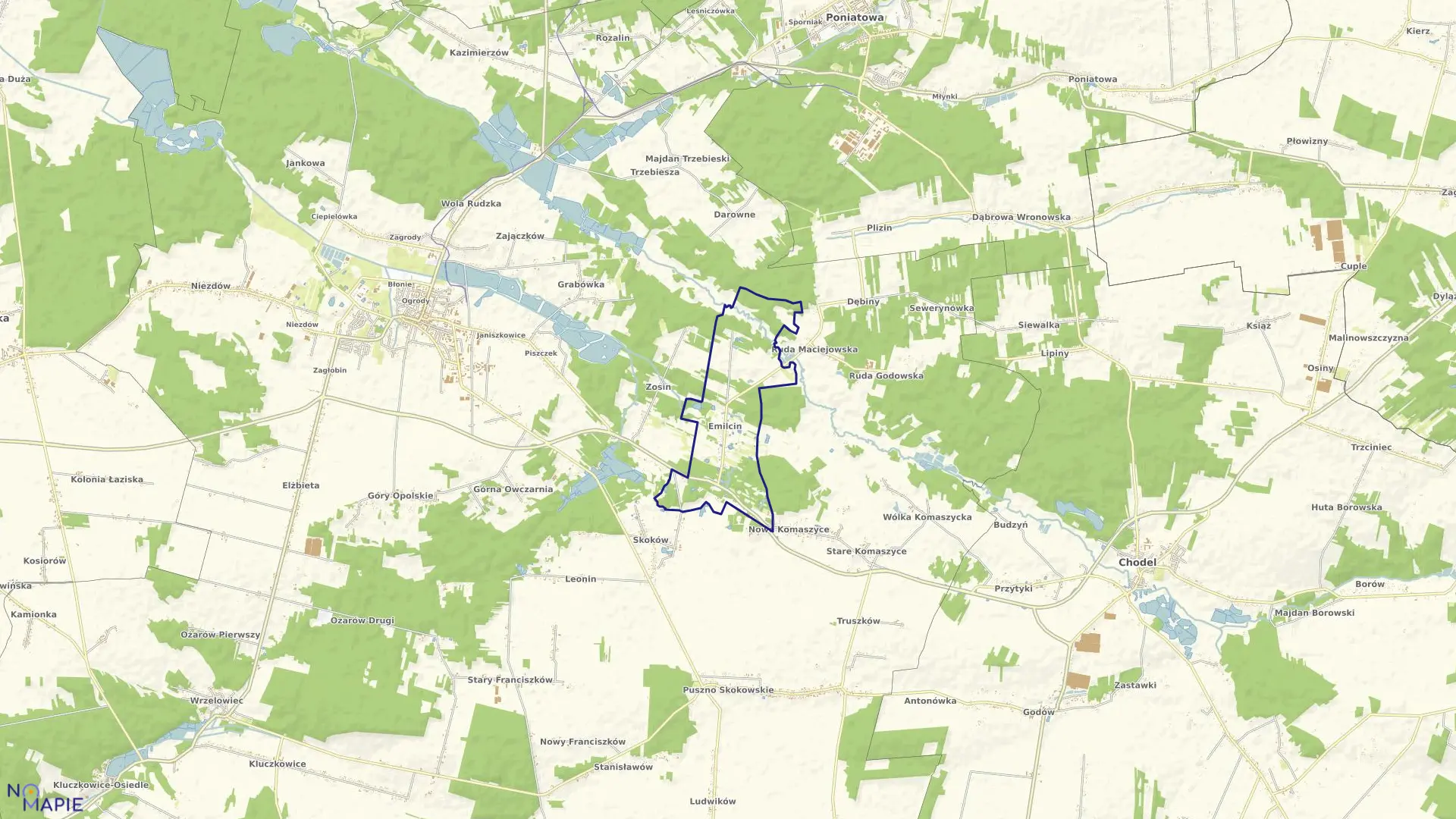 Mapa obrębu 07-EMILCIN w gminie Opole Lubelskie