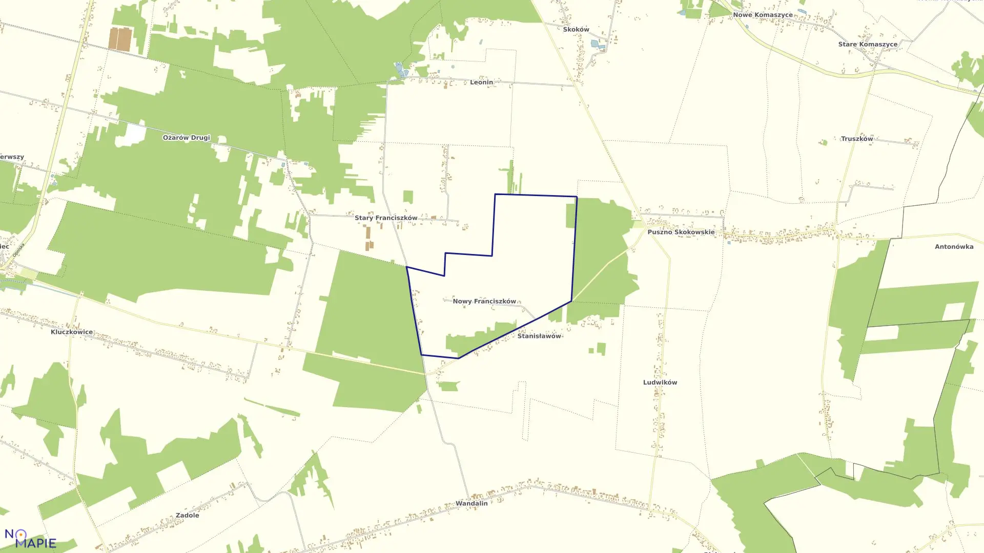 Mapa obrębu 08-NOWY FRANCISZKÓW w gminie Opole Lubelskie