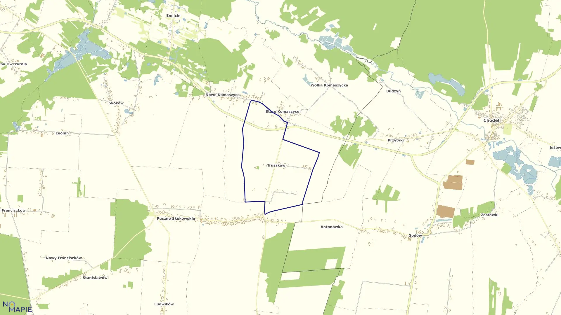 Mapa obrębu 35-TRUSZKÓW w gminie Opole Lubelskie