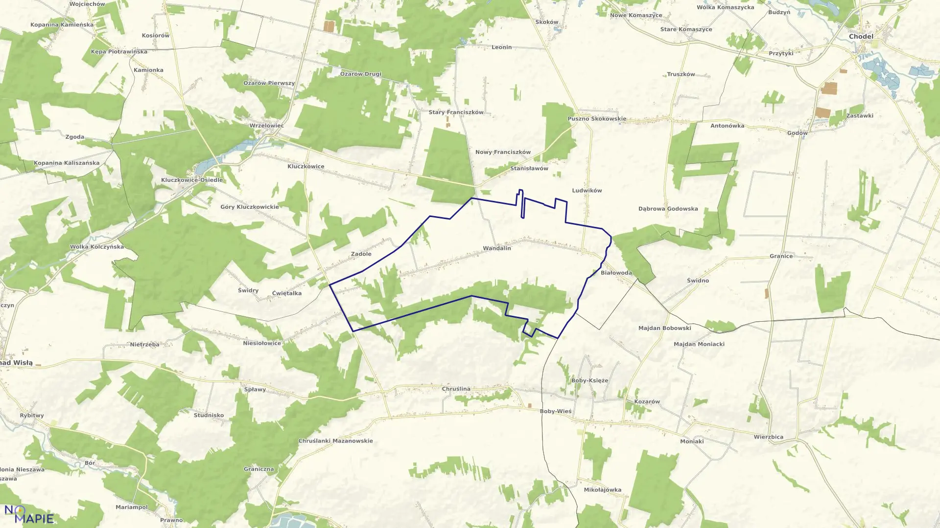 Mapa obrębu 37-WANDALIN w gminie Opole Lubelskie