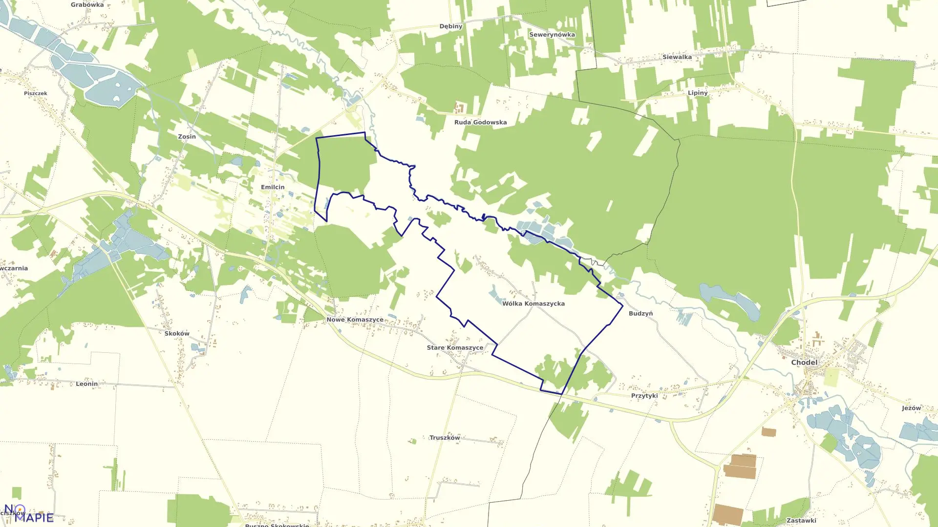 Mapa obrębu 39-WÓLKA KOMASZYCKA w gminie Opole Lubelskie