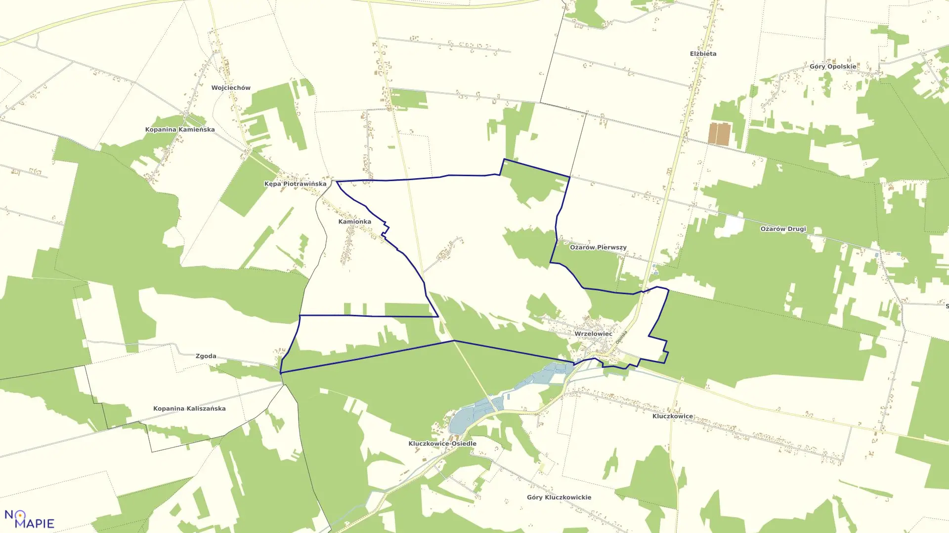 Mapa obrębu 40-WRZELOWIEC w gminie Opole Lubelskie